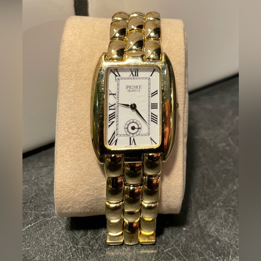 Men’s Pedre Gold Tone Watch- New Battery